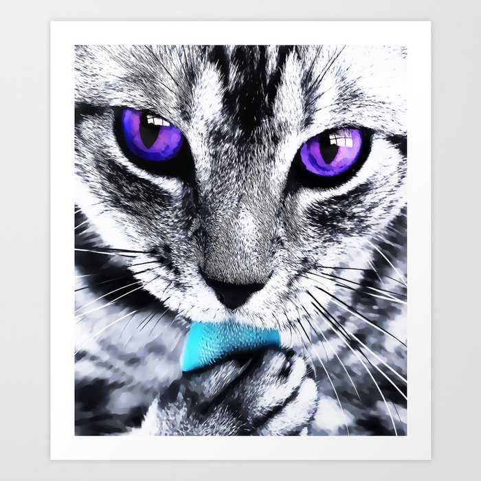 Purple eyes Cat Art Print