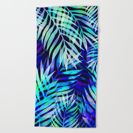 Watercolor palm pattern Beach Towel