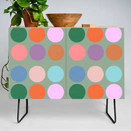 Mid-Century Modern Fall 2022 Polk Dots On Green Credenza