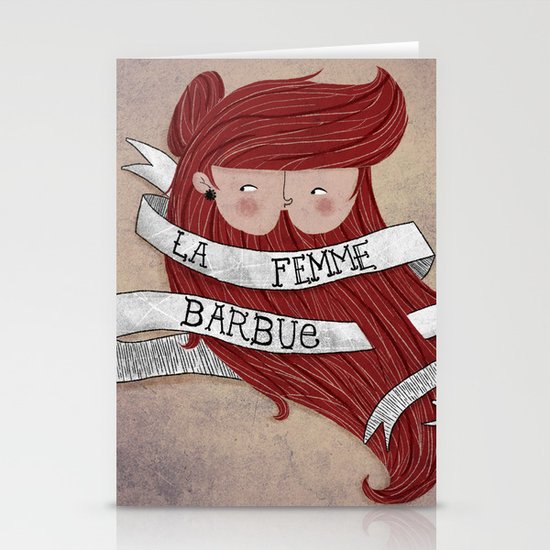 Bearded woman Stationery Cards