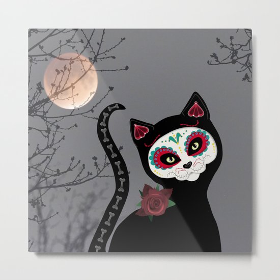 Day of the Dead Cat Metal Print