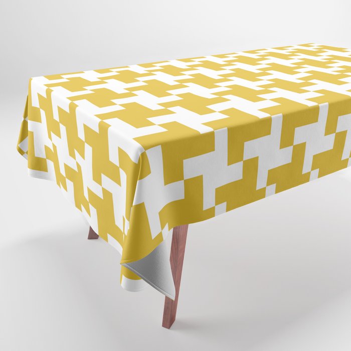 Houndstooth Pattern Mustard Yellow Tablecloth