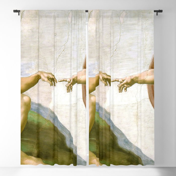 The Creation of Adam Painting by Michelangelo Sistine Chapel Blackout Curtain