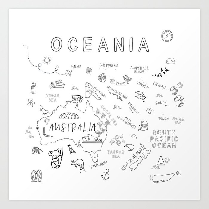 Map of Oceania Art Print