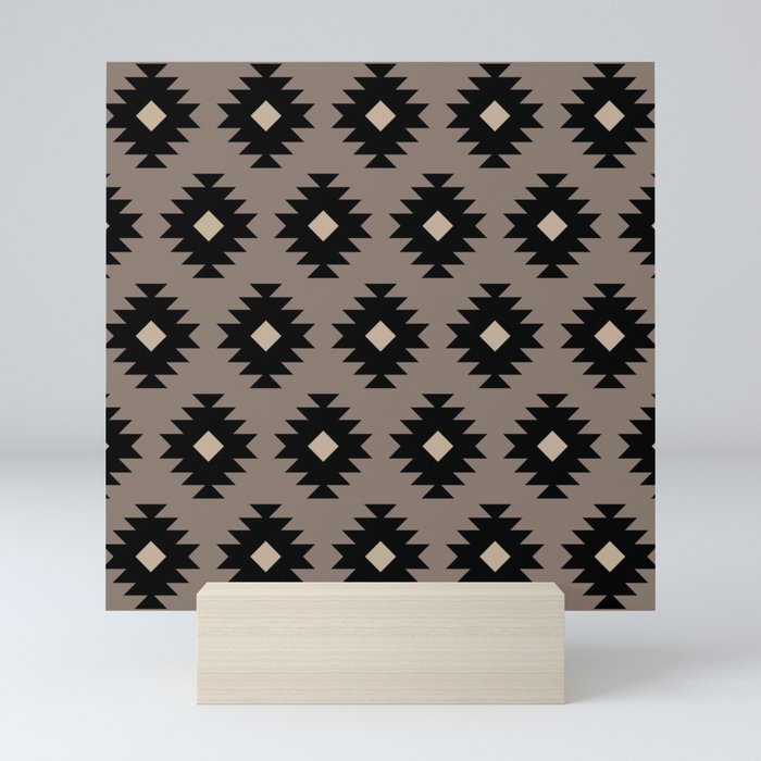 Southwestern Pattern 452 Beige and Black Mini Art Print