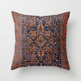 West Persia 19th Century Authentic Colorful Royal Blue Red Yellow Vintage Patterns Throw Pillow