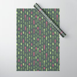 Green and pink vertical brush strokes  Wrapping Paper