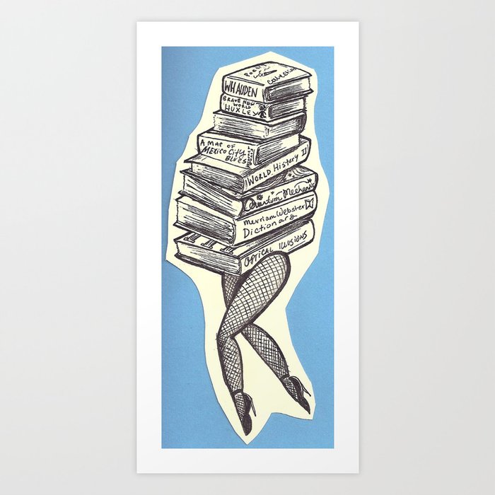 Stack Of Books Drawing Art Print