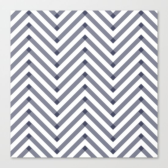 Marine Chevron Zigag pattern - dark blue on white on #Society6 Canvas Print