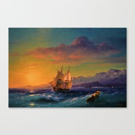Ship at Sunset off of Cape Martin by Ivan Aivazovsky Canvas Print