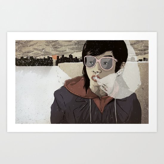 Walking the Winter Streets Art Print
