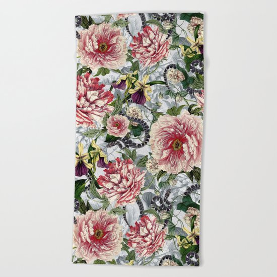 Snakes And Flowers Beach Towel
