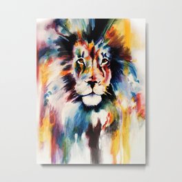 Striking Lion Metal Print | Cat, Lion, Brush, Painting, Art, Artwork, Acrylic, Color 