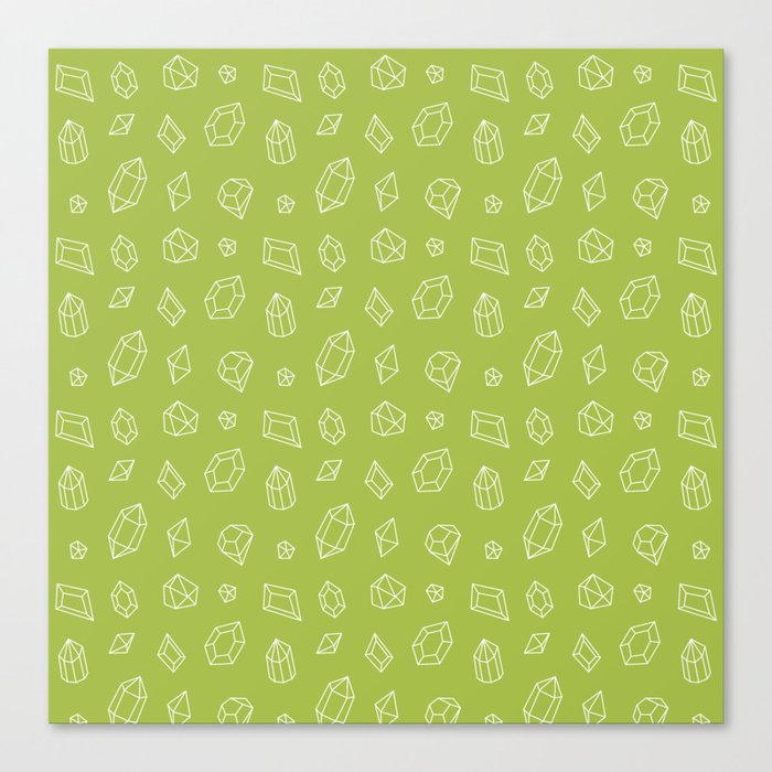 Light Green and White Gems Pattern Canvas Print