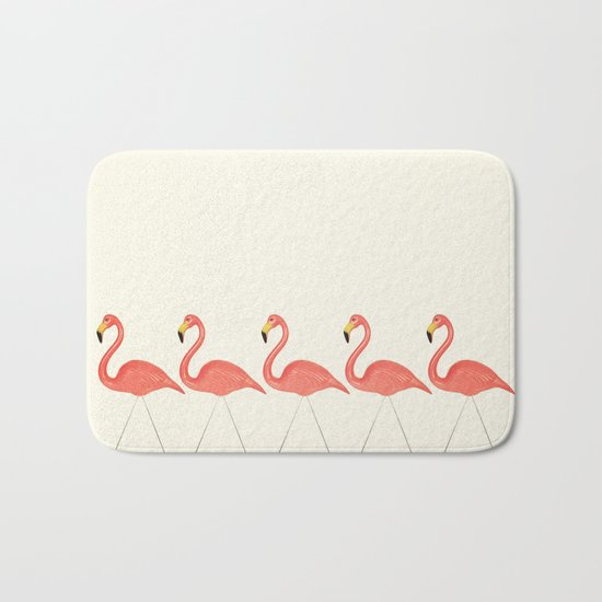 Flamingo Lineup Bath Mat