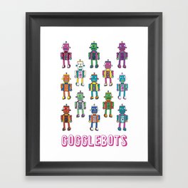 Gogglebots - Pink, Aqua and Grey - Cute Robot design by Cecca Designs Framed Art Print
