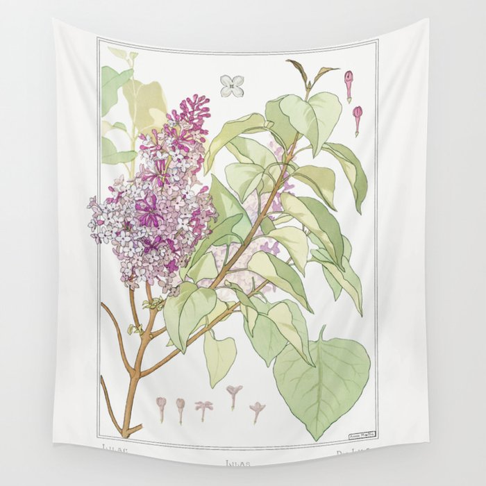 Flower Lilac Illustration from 1896 by Maurice Pillard Verneuil Wall Tapestry
