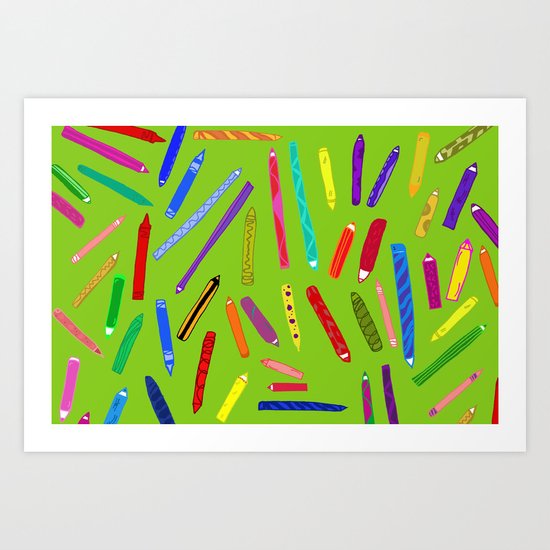 Fun loving crayons Art Print