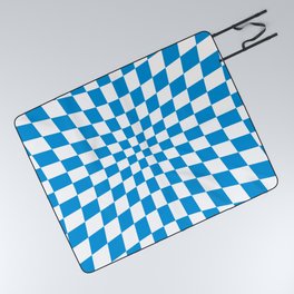 Blue Op Art Check or Checked Background. Picnic Blanket