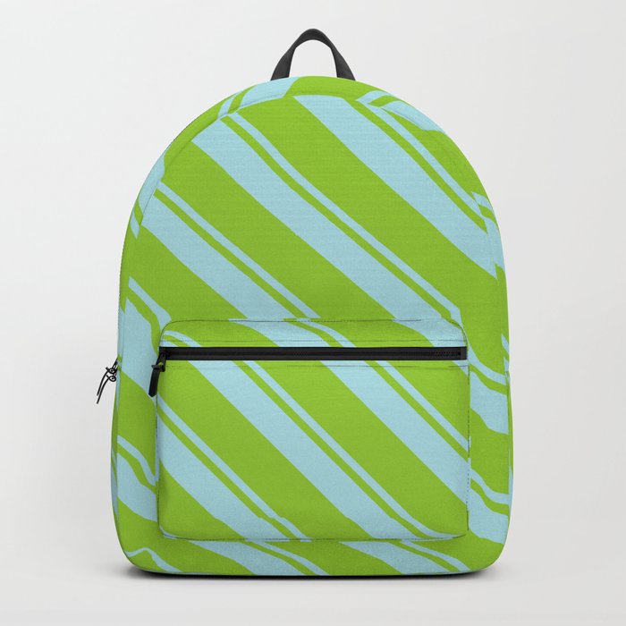 Powder Blue and Green Colored Lines Pattern Backpack