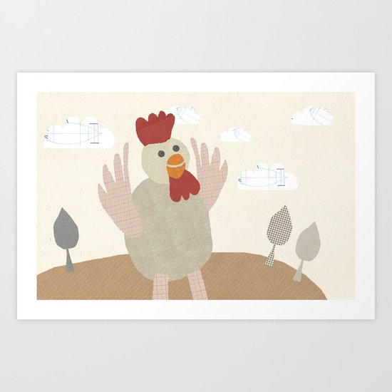 rooster collage Art Print