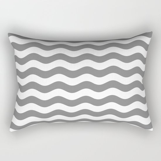 Wavy Stripes (Gray/White) Rectangular Pillow