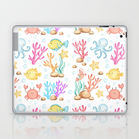 Watercolor Sea Life Laptop & iPad Skin