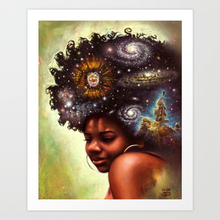 Black Girl Magic Woman With The Universe In Her Afro Art Print By Gabewellsart Black Girl Magic Woman With The Universe In Her Afro Art Print By Gabewellsart