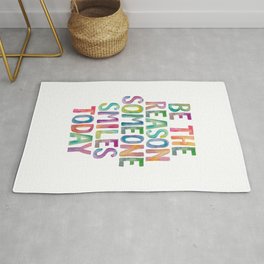 BE THE REASON SOMEONE SMILES TODAY rainbow watercolor Rug | Children, Slogan, Room, Nursery, Inspiration, Graphicdesign, Motivational, Motivation, Watercolour, Kid 