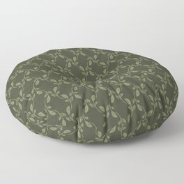 Green leaves over dark green background Floor Pillow