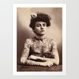Maud Stevens Wagner Original 1907 Tattooed Lady Art Print