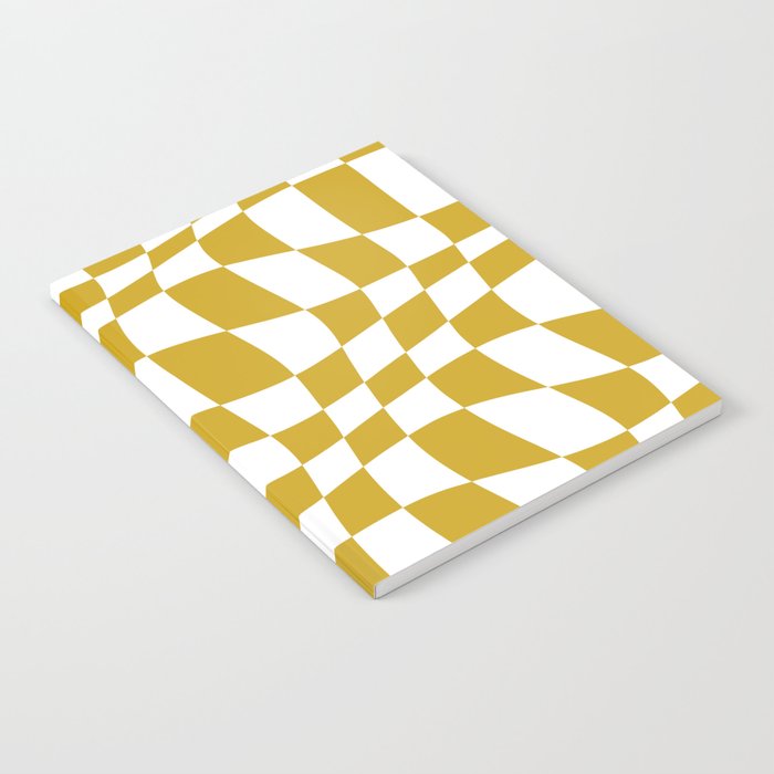 Warped Checkered Pattern (mustard yellow/white) Notebook