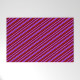 [ Thumbnail: Dark Orchid & Dark Red Colored Lines Pattern Welcome Mat ]