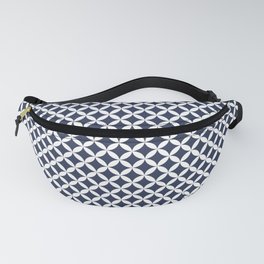 Navy Blue and White Overlapping Circles Pattern Fanny Pack