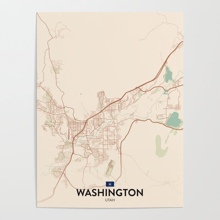 Washington, Utah, United States - Vintage City Map Poster