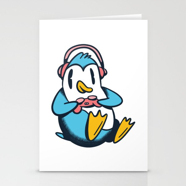 Gamer Penguin Stationery Cards