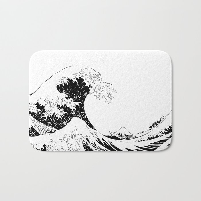The great wave off Kanagawa - Black Bath Mat