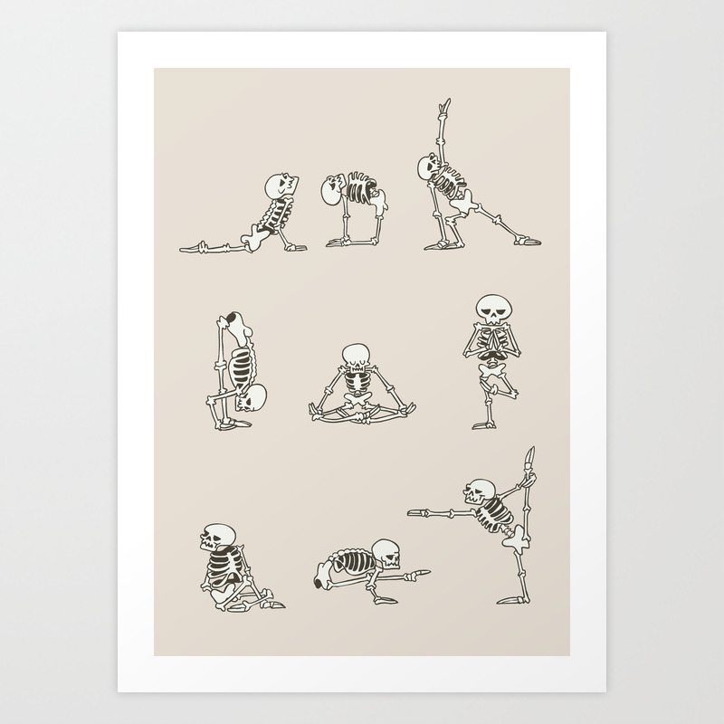 Skeleton Yoga Art Print by Huebucket | Society6
