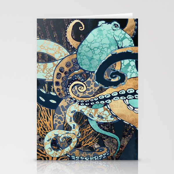 Metallic Octopus II Stationery Cards