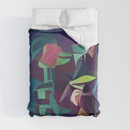 Man in Green Hat Duvet Cover