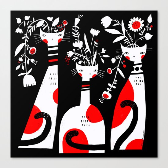 VASE CATS Canvas Print