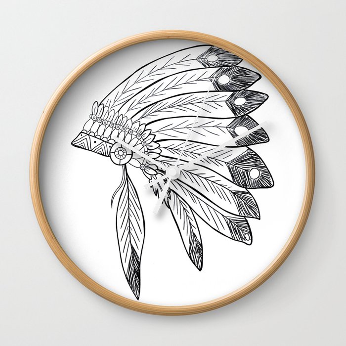 Native American Indian Headdress Illustration Wall Clock By Pixxart Society6,Mini Canvas Painting Anime