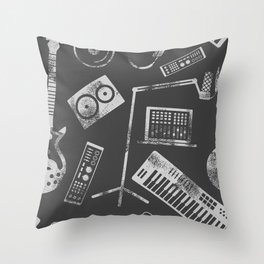 Music production illustration pattern Throw Pillow