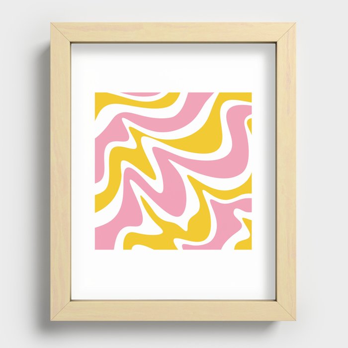 Liquid Abstract Waves \\ Pastel Pink & Yellow Recessed Framed Print