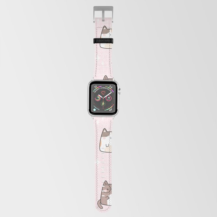 Pink Kawaii Cute Cats Pattern Apple Watch Band
