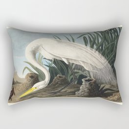 White Heron from Birds of America (1827) by John James Audubon  Rectangular Pillow