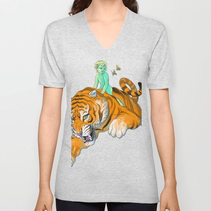 In The Eye Of The Tiger V Neck T Shirt