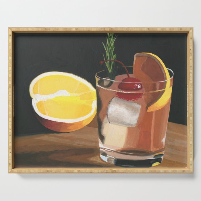 Cocktail with Orange Serving Tray