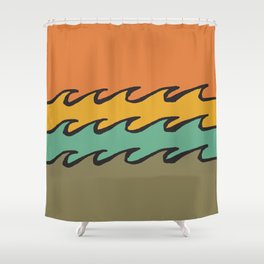 Retro Waves 1 Shower Curtain
