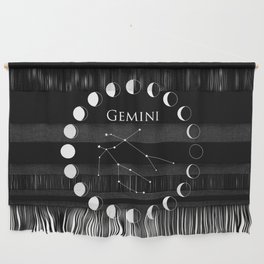 Gemini Zodiac, Black and White Wall Hanging